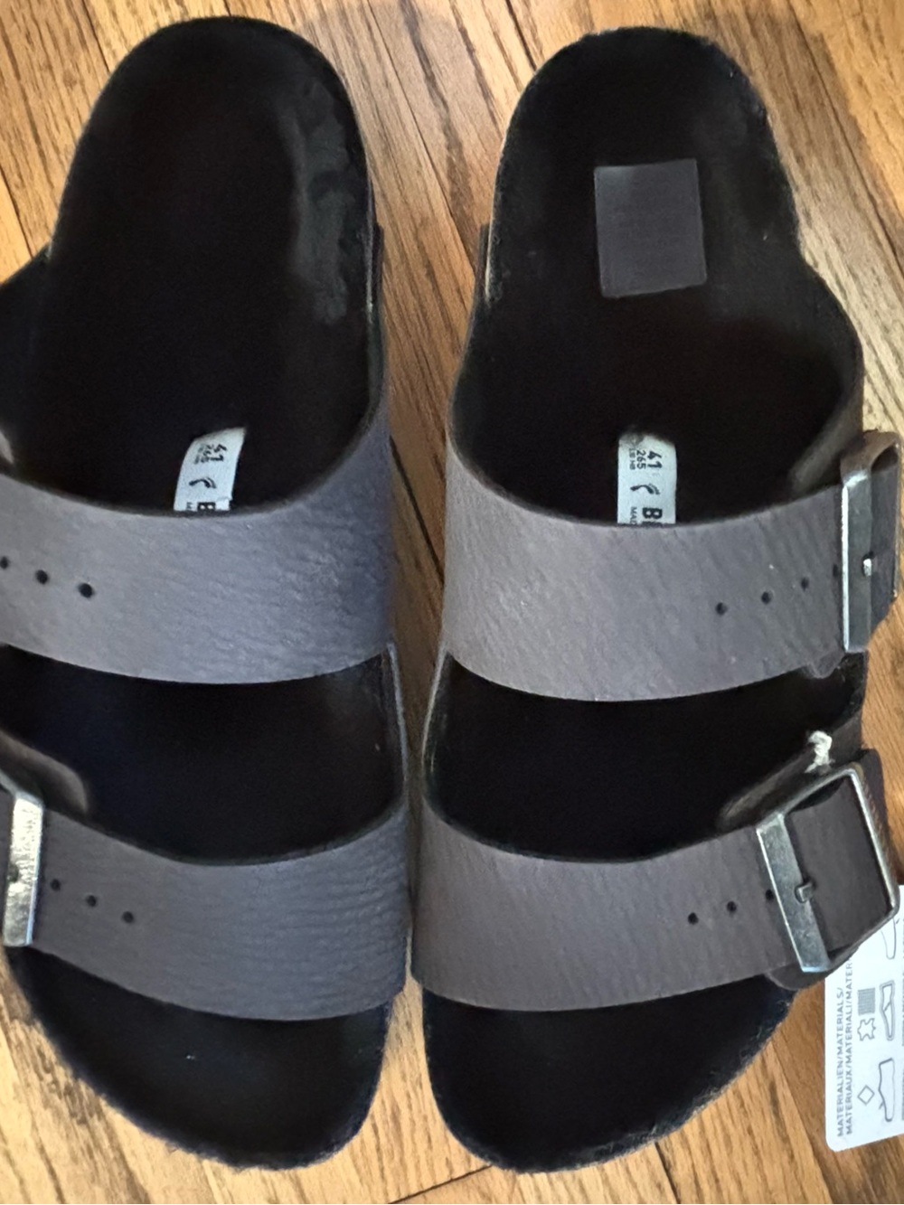 Birkenstock Black Double-Buckle Slide Sandals with Fur